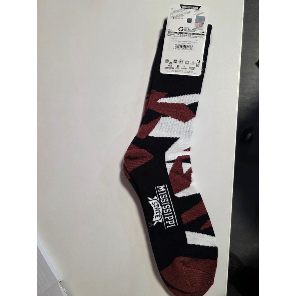 Men's For Bare Feet Casual Socks L Black Maroon Mississippi State - Picture 5 of 5